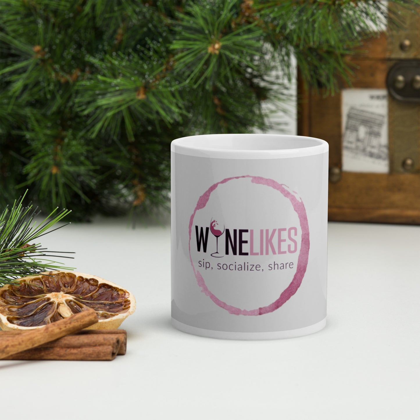 WineLikes Logo White Glossy Mug