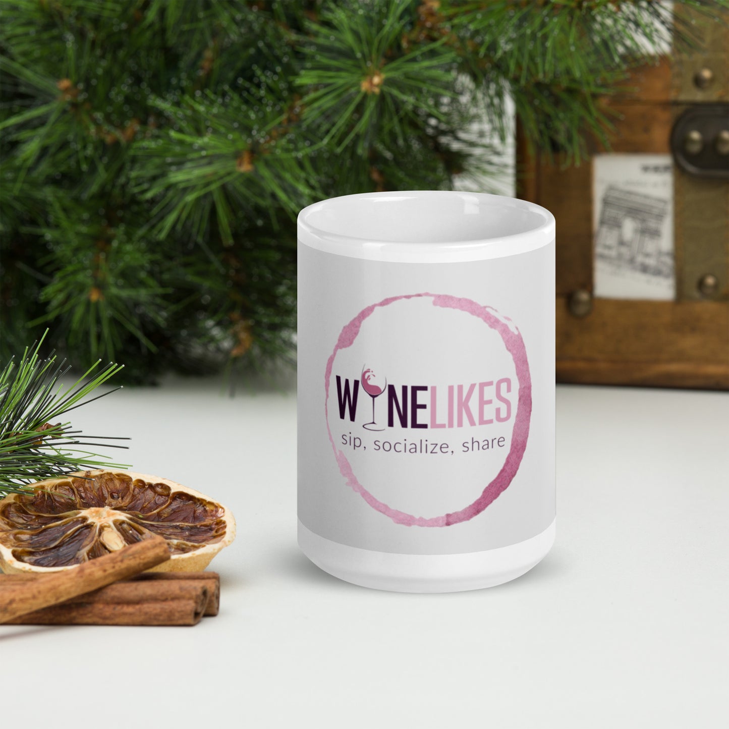 WineLikes Logo White Glossy Mug